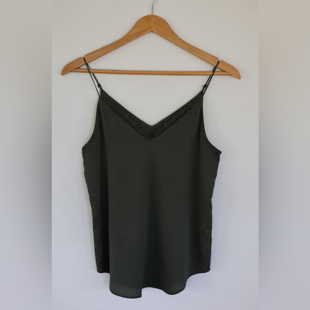 Express, cami with lace detail, army green, XS